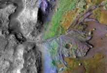 Jezero Crater用3D打印模型打印了的NASA 2020年火星任務(wù)著陸點(diǎn)