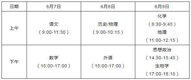 2021湖北省高考具體時(shí)間安排
