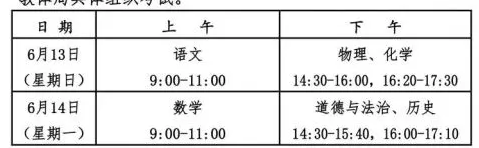 2021德州中考時(shí)間及考試科目安排
