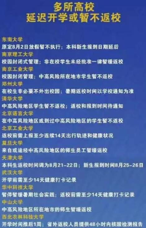 大學(xué)開學(xué)時間將被延后
