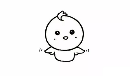 可愛(ài)的卡通小雞簡(jiǎn)筆畫(huà)的畫(huà)法3