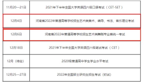 2022河南藝考時(shí)間安排