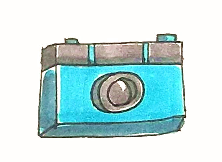 照相機(jī)簡(jiǎn)筆畫(huà)彩色的畫(huà)法6