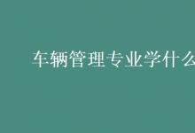 教育資訊:車輛管理專業(yè)學(xué)什么
