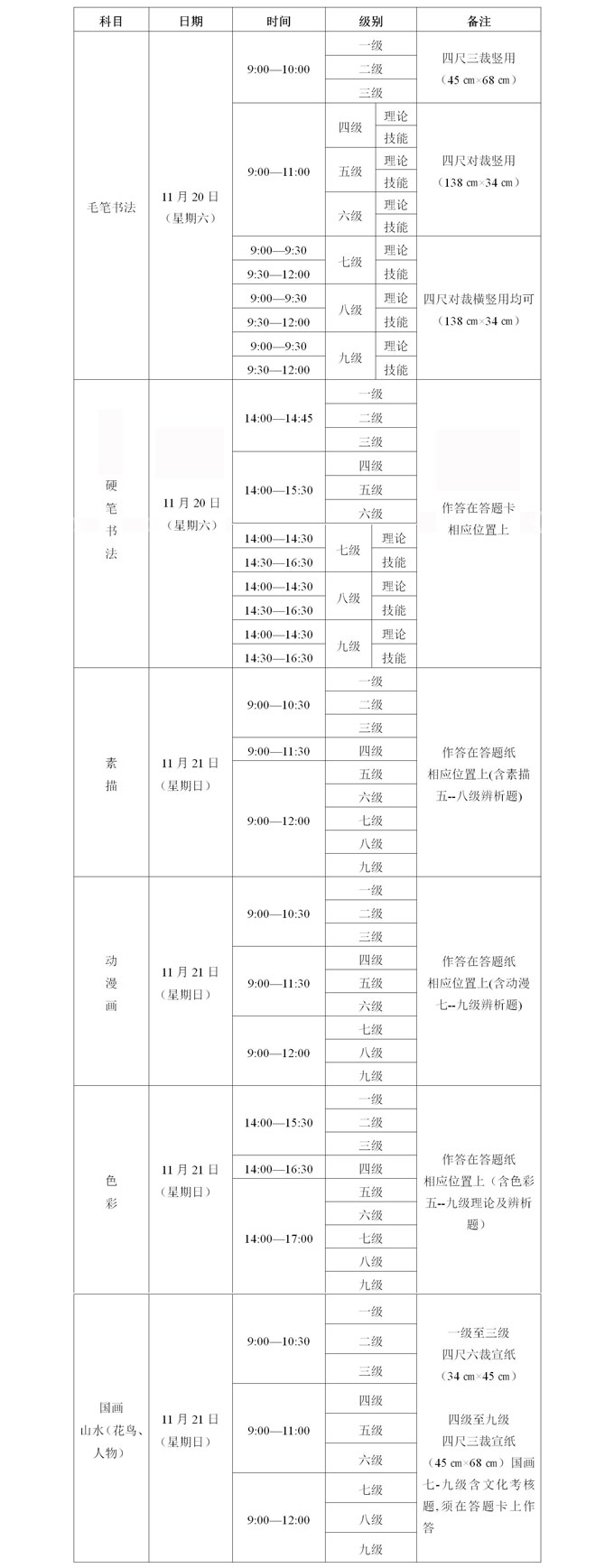 四川2021下半年書(shū)畫(huà)等級(jí)考試時(shí)間安排及考點(diǎn)設(shè)置