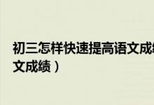 初三怎樣快速提高語文成績（初三怎么復習才能快速提高語文成績）