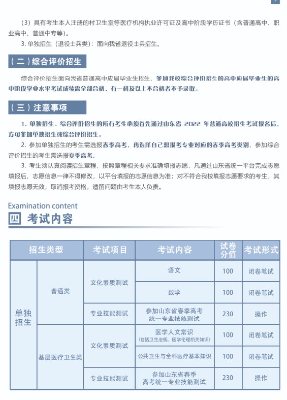 菏澤醫(yī)學(xué)專科學(xué)校單招和綜合評價招生簡章