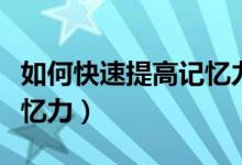 如何快速提高記憶力與智商(如何快速提高記憶力)