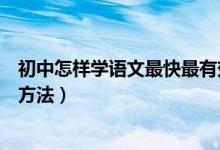 初中怎樣學(xué)語(yǔ)文最快最有效的方法（初中生學(xué)語(yǔ)文有什么好方法）