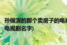 孫儷演的那個(gè)賣房子的電視劇叫什么名字(孫儷演的賣房子的電視劇名字)