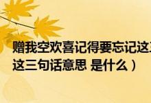 贈我空歡喜記得要忘記這三句話是什么意思(喜記得要忘記這三句話意思 是什么)