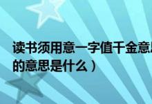 讀書須用意一字值千金意思是什么（讀書須用意一字值千金的意思是什么）