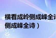 橫看成嶺側(cè)成峰全詩(shī)書(shū)法作品欣賞（橫看成嶺側(cè)成峰全詩(shī)）