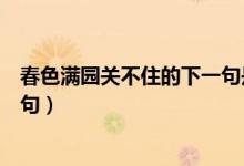 春色滿園關(guān)不住的下一句是哪一句（春色滿園關(guān)不住的下一句）