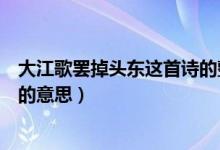 大江歌罷掉頭東這首詩的整體意思（大江歌罷掉頭東這首詩的意思）