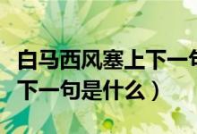 白馬西風(fēng)塞上下一句詩(shī)是什么（白馬西風(fēng)塞上下一句是什么）