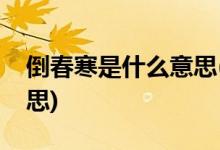 倒春寒是什么意思(綿綿細(xì)雨倒春寒是什么意思)