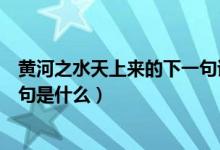 黃河之水天上來的下一句詩是什么（黃河之水天上來的下一句是什么）