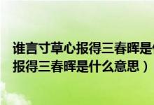 誰言寸草心報(bào)得三春暉是什么意思酷知經(jīng)驗(yàn)網(wǎng)（誰言寸草心報(bào)得三春暉是什么意思）